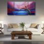 Ready to Hang Stretched Hand-painted Oil Painting 48"x24" Three Panels Canvas Wall Art Pink Blosso