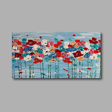 Stretched (Ready to hang) Hand-Painted Oil Painting 40"x20" Canvas Wall Art Modern Abstract Flower