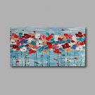 Stretched (Ready to hang) Hand-Painted Oil Painting 40"x20" Canvas Wall Art Modern Abstract Flower