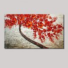 Stretched (ready to hang) Hand-painted Oil Painting Red Landscape Cherry Blossom Tree of Life Wall