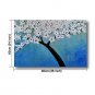 Ready to Hang Stretched Hand-Painted Oil Painting Canvas Wall Art Abstract Light Blue White Blosso