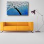 Ready to Hang Stretched Hand-Painted Oil Painting Canvas Wall Art Abstract Light Blue White Blosso