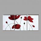 Hand Painted Red Flower Oil Painting with Stretched Frame Ready to Hang