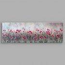 IARTSHand Painted Oil Painting Floral Red Poppy Garden with Stretched Frame