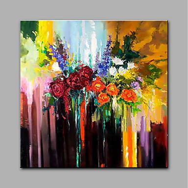 Hand-Painted Flowers Modern Art One Panel Canvas Oil Painting for Home Decoration