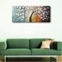 Ready to Hang Stretched Hand-painted Oil Painting 60"x24" Three Panels Canvas Wall Art White Bloss
