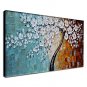 Palette Knife Art Oil Painting Hand Painted Wall Decor Picture White Cherry Blossom Stretched Fram