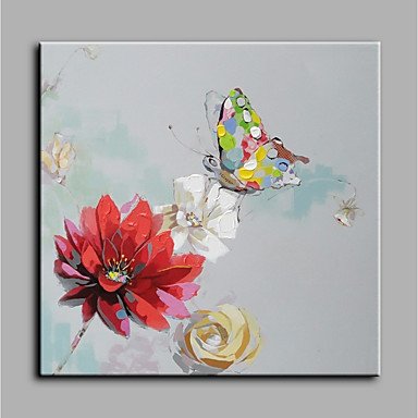 Hand-Painted Butterfly Gathering Honey Modern Art One Panel Canvas Oil Painting For Home Decoratio