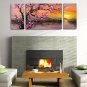 Hand-Painted Floral/Botanical Horizontal Panoramic,Classic Traditional Three Panels Canvas Oil Pai