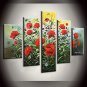 Hand-Painted Abstract Floral/Botanical Any Shape,Modern Pastoral Five Panels Canvas Oil Painting F