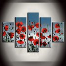 Hand-Painted Landscape Floral/Botanical Any Shape,Modern Pastoral Five Panels Canvas Oil Painting