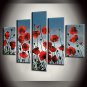 Hand-Painted Landscape Floral/Botanical Any Shape,Modern Pastoral Five Panels Canvas Oil Painting