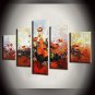 Hand-Painted Abstract / Landscape / Still Life / Floral/BotanicalModern Five Panels Canvas Oil Pai