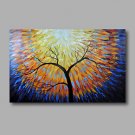 Ready to Hang Stretched Hand-Painted Oil Painting Canvas Wall Art Trees Sunrise Abstract Modern On