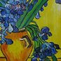 Hand-Painted Abstract Oil Painting Canvas Van Gogh repro Blue Irises in Vase Home Deco one Panel