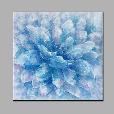 Hand-Painted Abstract Blue Flower Modern One Panel Canvas Oil Painting For Home Decoration