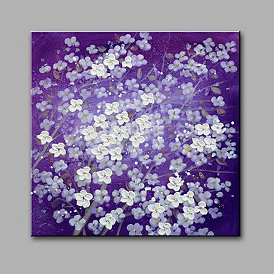 Hand-Painted Abstract Floral/Botanical Square,Modern One Panel Canvas Oil Painting For Home Decora