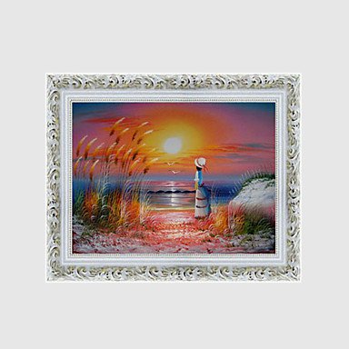Hand-Painted Landscape / Floral/Botanical European Style Oil Painting,Canvas One Panel