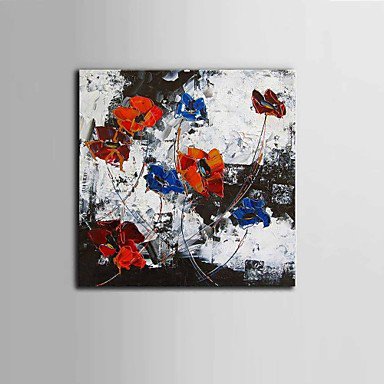 Hand-Painted Knife Abstract Flower Oil Painting On Canvas With Stretcher Frame Ready To Hang