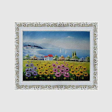 Hand-Painted Landscape / Floral/Botanical European Style Oil Painting,Canvas One Panel