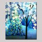 Hand-Painted Abstract Landscape Modern Christmas Tree Oil Painting On Canvas With Frame Ready To H