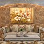 Oil Paintings Floral Style Canvas Material With Wooden Stretcher Ready To Hang Size 60*90 CM .