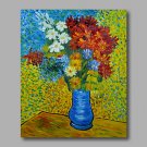 Ready to hang Stretched Hand-Painted Oil Painting Canvas Van Gogh repro Vase with Daisies and Anem