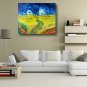 Ready to hang Stretched Hand-Painted Oil Painting Canvas Abstract Van Gogh repro Wheatfield with C