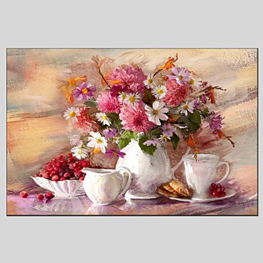 Flower Style Canvas Material Oil Paintings with Stretched Frame Ready To Hang Size 60*90CM