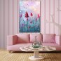 Oil Paintings Floral Style Canvas Material With Wooden Stretcher Ready To Hang Size 60*90 CM .