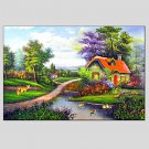 Oil Painting Modern Landscape , Canvas Material with Stretched Frame Ready To Hang SIZE:60*90CM.