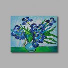 Stretched (Ready to hang) Hand-Painted Oil Painting Canvas Abstract Van Gogh repro Blue Irises Min