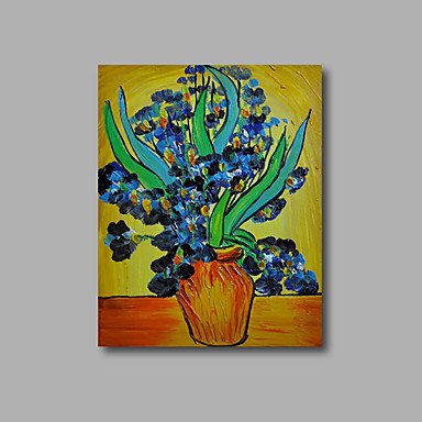 Stretched (Ready to hang) Hand-Painted Oil Painting Canvas Abstract Van Gogh repro Blue Irises Min