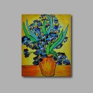 Stretched (Ready to hang) Hand-Painted Oil Painting Canvas Abstract Van Gogh repro Blue Irises Min
