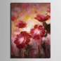 Mini Size E-HOME Oil painting Modern Red Flowers In Full Bloom Pure Hand Draw Frameless Decorative