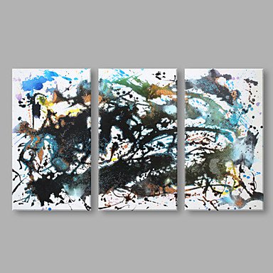 IARTS Hand Painted Modern Abstract Red Color Circle Triptych Oil Painting On Canvas Set of 3 with