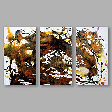 IARTS Hand Painted Modern Abstract Red Color Circle Triptych Oil Painting On Canvas Set of 3 with