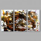 IARTS Hand Painted Modern Abstract Red Color Circle Triptych Oil Painting On Canvas Set of 3 with