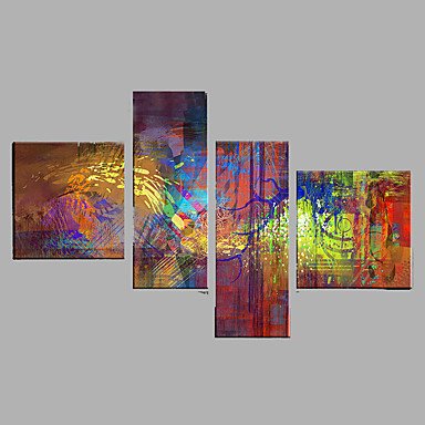 Hand-Painted Abstract Animal Horizontal,Modern Four Panels Canvas Oil Painting For Home Decoration