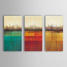 Oil Painting Modern Abstract Buildings Set of 3 Hand Painted Canvas with Stretched Framed