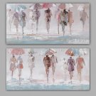 100% Hand-Painted Abstract People Hang-Painted Oil PaintingModern / Classic Two Panels Canvas Oil