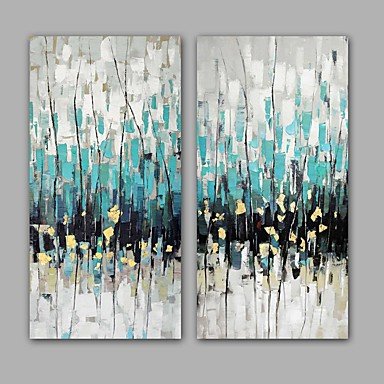 100% Hand-Painted Abstract Hang-Painted Oil PaintingModern / Classic Two Panels Canvas Oil Paintin