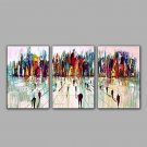 3-Sets Oil Painting Modern Abstract City Building Design with Good Quality Cheap Price