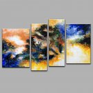 Hand-Painted Abstract Modern Four Panels Canvas Oil Painting  For Home Decoration