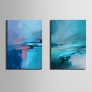Mini Size E-HOME Oil painting Modern Abstract Blue Coast Pure Hand Draw Frameless Decorative Paint