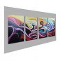 Hand-Painted Oil Painting on Canvas Wall Art Abstract Contempory Color Four Panel Ready to Hang