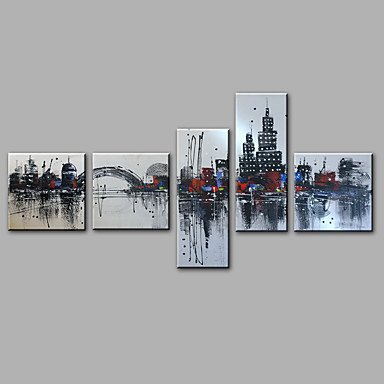 Hand-Painted Abstract  Modern Five Panels Canvas Oil Painting For Home Decoration