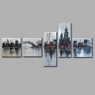 Hand-Painted Abstract  Modern Five Panels Canvas Oil Painting For Home Decoration