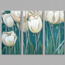 IARTS Oil Painting Modern Abstract White Tulip Flowers Set of 3 Art Acrylic Canvas Wall Art For Ho