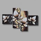 Ready to Hang Stretched Hand-painted Oil Painting 64"x44" Canvas Wall Art Modern Flowers Black Whi
